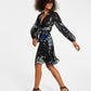 DKNY Women's Printed Faux Wrap Dress Black Size 12