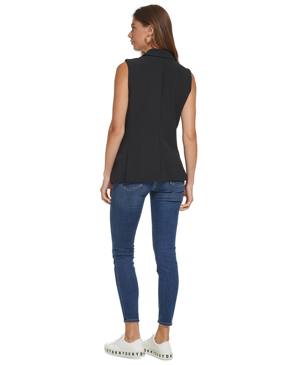 DKNY Women's Sleeveless Double Breasted Vest Black Size 6