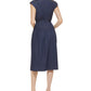 DKNY Women's Denim Cap Sleeve Tie Waist Midi Dress Blue Size 6