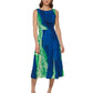 DKNY Women's Printed Side Ruched Midi Dress Green Size 16