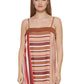 DKNY Women's Mixed Stripe Asymmetric Slipdress Brown Size Small