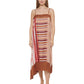 DKNY Women's Mixed Stripe Asymmetric Slipdress Brown Size Small