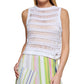 DKNY Women's Open Weave Sleeveless Sweater White Size X-Large