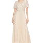 DKNY Women's Embellished Top Pleated Gown Brown Size 10