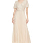 DKNY Women's Embellished Top Pleated Gown Brown Size 6