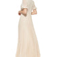 DKNY Women's Embellished Top Pleated Gown Brown Size 6