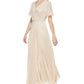DKNY Women's Embellished Top Pleated Gown Brown Size 6