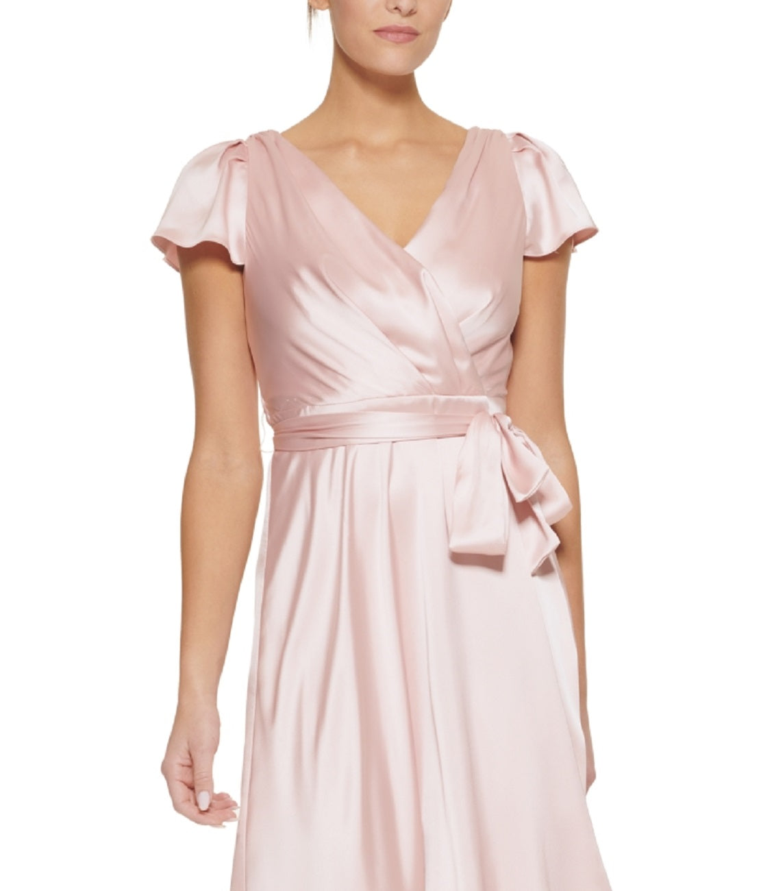 DKNY Women's Satin Faux Wrap Gown Pink Size 4