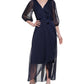 DKNY Women's Balloon Sleeve Faux Wrap Gown Blue Size 10