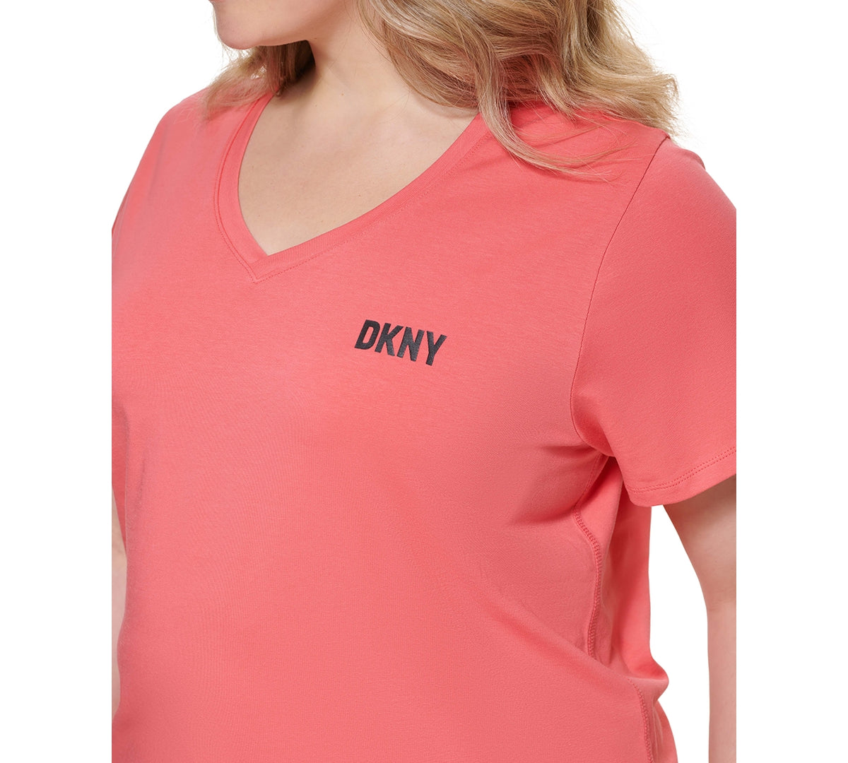 DKNY Women's Logo Tee Red Size 1X
