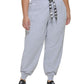 DKNY Women's Logo Drawstring Joggers Gray Size 1X