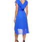 DKNY Women's Ruffled Belted Midi Dress Purple Size 12