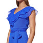 DKNY Women's Ruffled Belted Midi Dress Purple Size 12