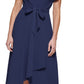 DKNY Women's Flutter Sleeve Faux Wrap Dress Blue Size 10