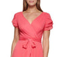 DKNY Women's Tiered Sleeve Faux Wrap Dress Red Size 16