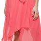 DKNY Women's Tiered Sleeve Faux Wrap Dress Red Size 16