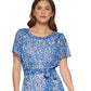 DKNY Women's Printed Fit & Flare Dress Blue Size 6