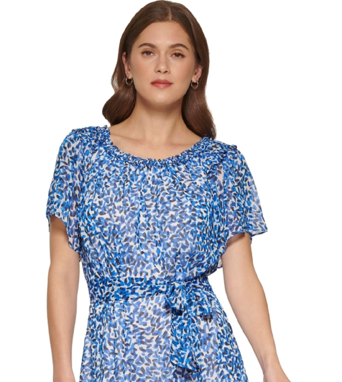 DKNY Women's Printed Fit & Flare Dress Blue Size 6