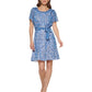 DKNY Women's Printed Fit & Flare Dress Blue Size 6