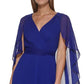 DKNY Women's Chiffon Cape Back Dress Blue Size 14