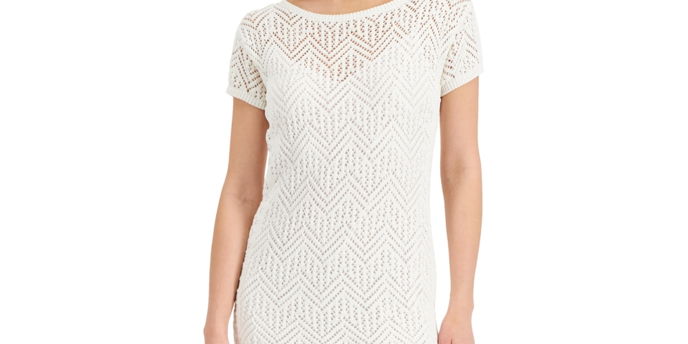 Donna Karan Women's Crochet Midi Sheath Dress White Size Small