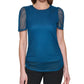 DKNY Women's Sheer Puff Sleeve Top Blue Size X-Large