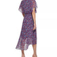 DKNY Women's Floral Print Smocked Midi Dress Purple Size 12