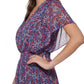 DKNY Women's Floral Print Smocked Midi Dress Purple Size 12