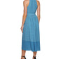 DKNY Women's Halter Border Print Midi Dress Blue Size 14