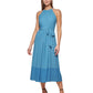 DKNY Women's Halter Border Print Midi Dress Blue Size 12