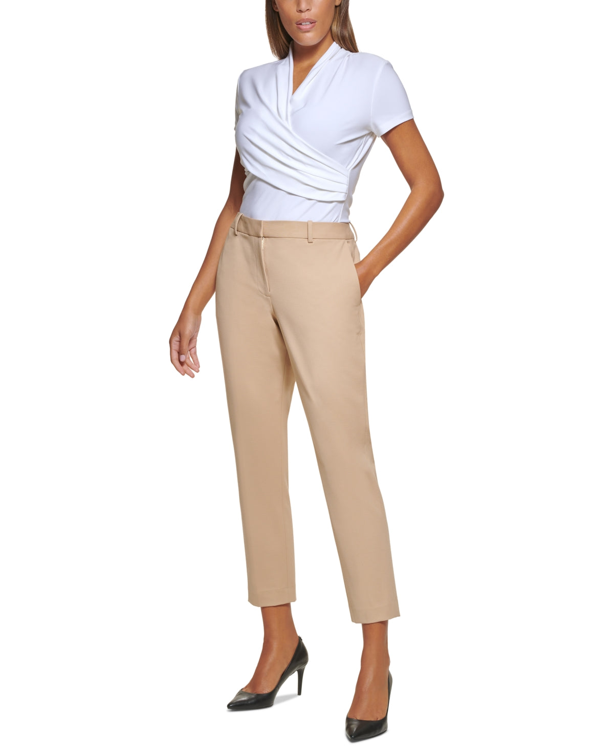 DKNY Women's Essex Mid Rise Pants Brown Size 2 Petite
