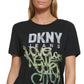 DKNY Women's Graffiti Logo T-Shirt Black Size Large