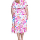DKNY Women's Smocked Waist Midi Dress Pink Size 18W