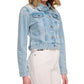 DKNY Women's Puff Sleeve Distressed Denim Jacket Blue Size X-Small
