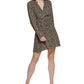 DKNY Women's Leopard Print Split Neck Dress Black Size Medium