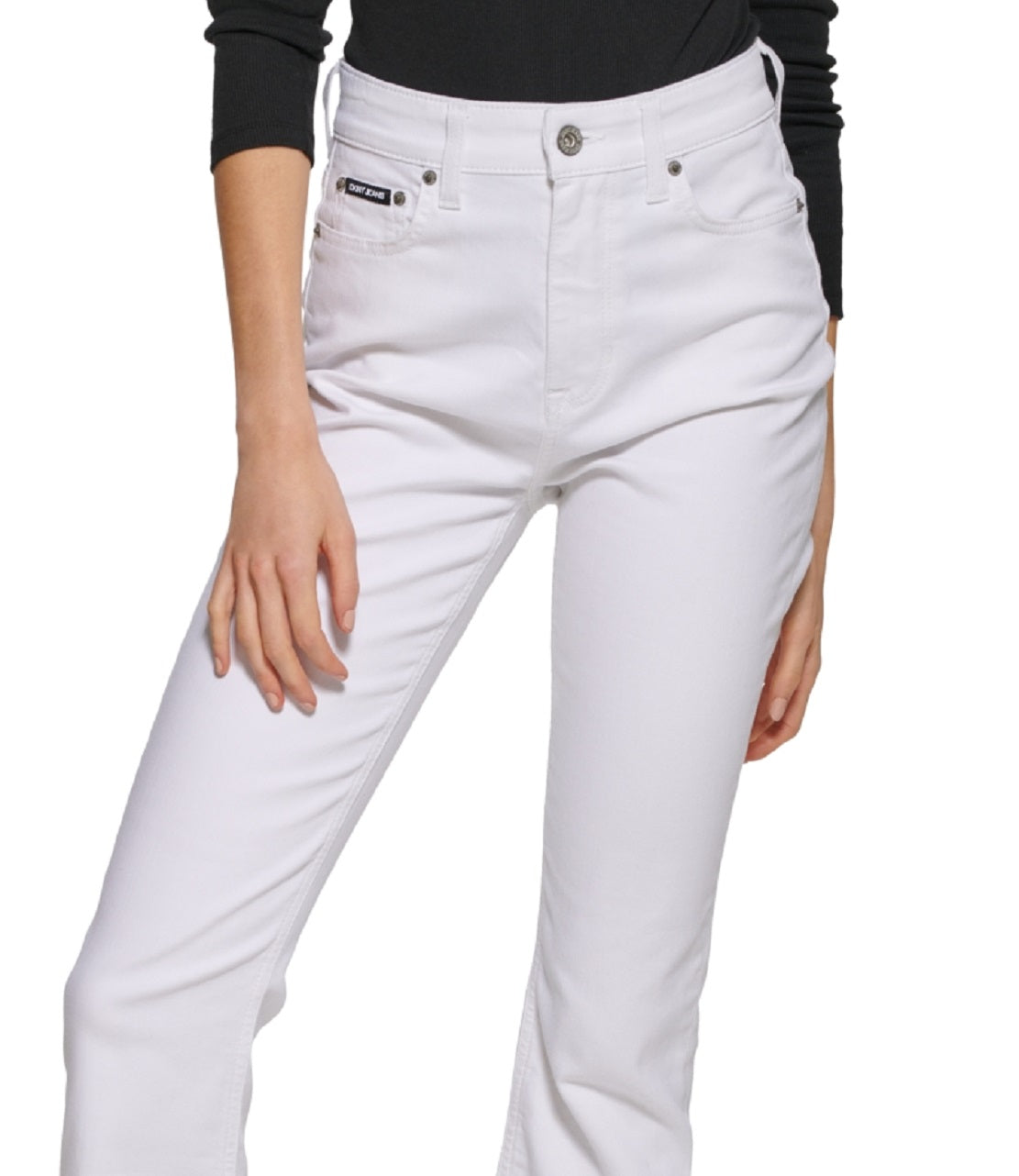 DKNY Women's Boerum High Rise Flare Leg Jeans White Size 27