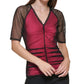 DKNY Women's Ruched V Neck Top Black Size Large