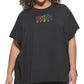 DKNY Women's Pride Logo T-Shirt Black Size 2X
