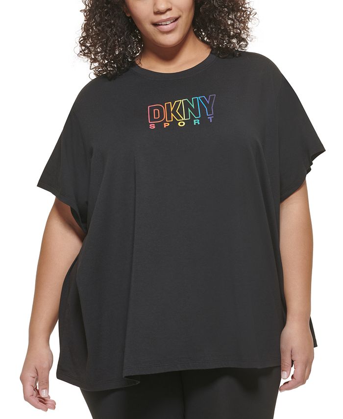 DKNY Women's Pride Logo T-Shirt Black Size 2X