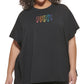 DKNY Women's Pride Logo T-Shirt Black Size 1X