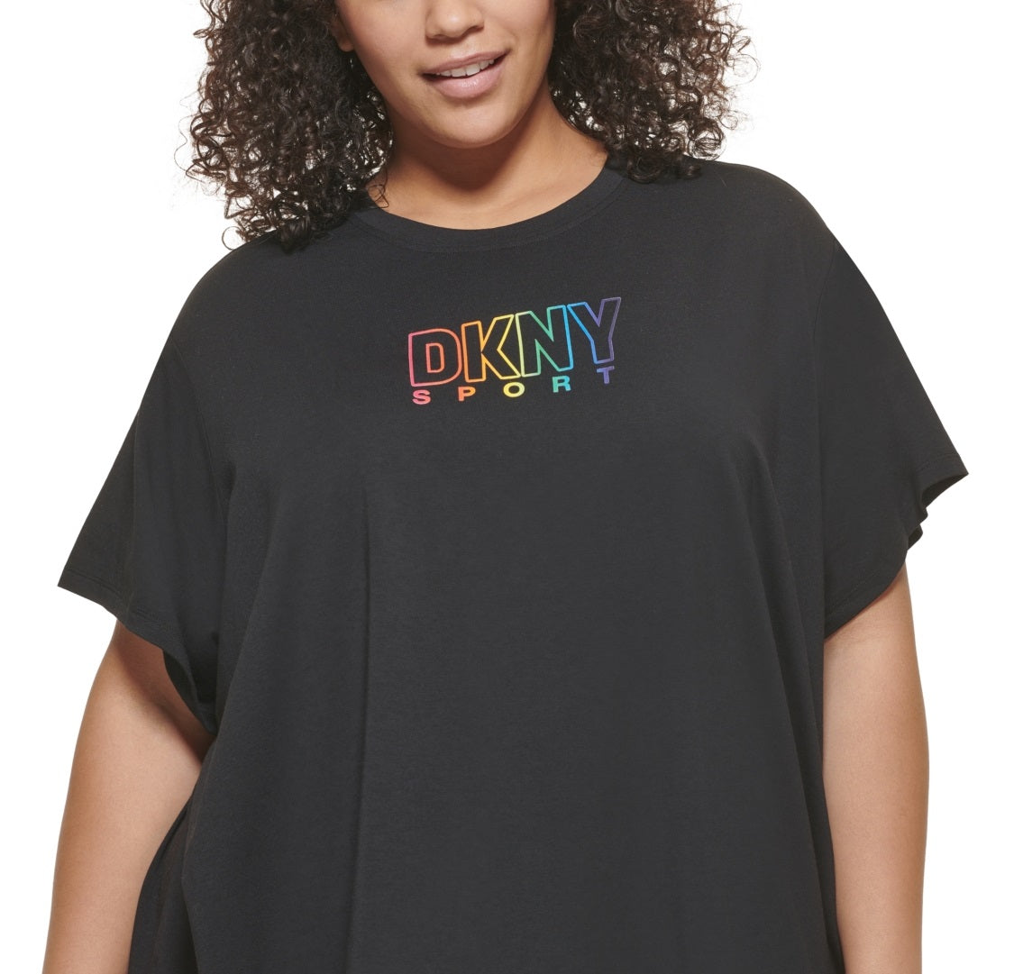 DKNY Women's Pride Logo T-Shirt Black Size 1X