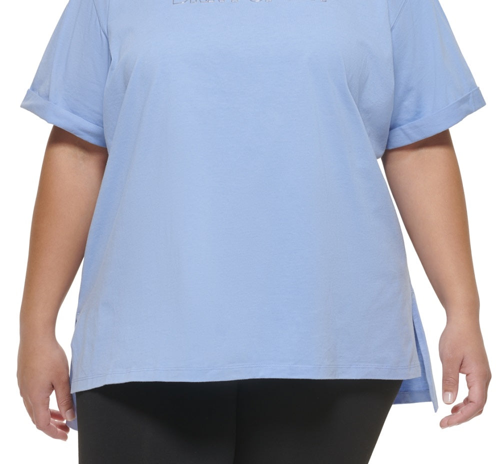 DKNY Women's Cotton Logo T-Shirt Purple Size 2X