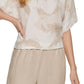 DKNY Women's Printed Linen Drop Shoulder Top Brown Size Large