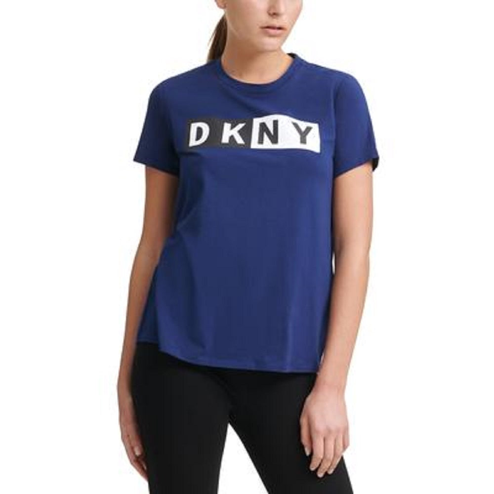 DKNY महिलाओं की लोगो टी-शर्ट नीला छोटे आकार में