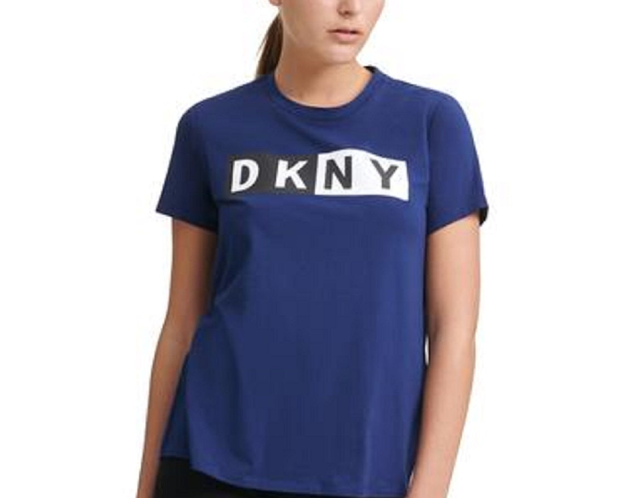 DKNY महिलाओं की लोगो टी-शर्ट नीला छोटे आकार में