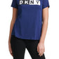 DKNY महिलाओं की लोगो टी-शर्ट नीला छोटे आकार में