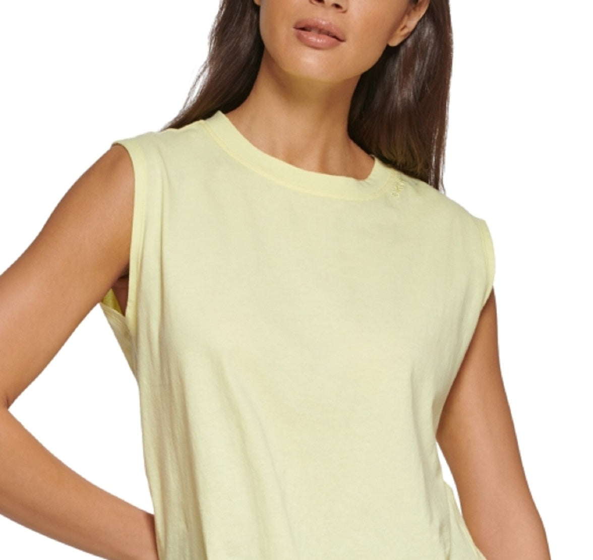 DKNY Women's Cotton Muscle Tank Top Yellow Size Large