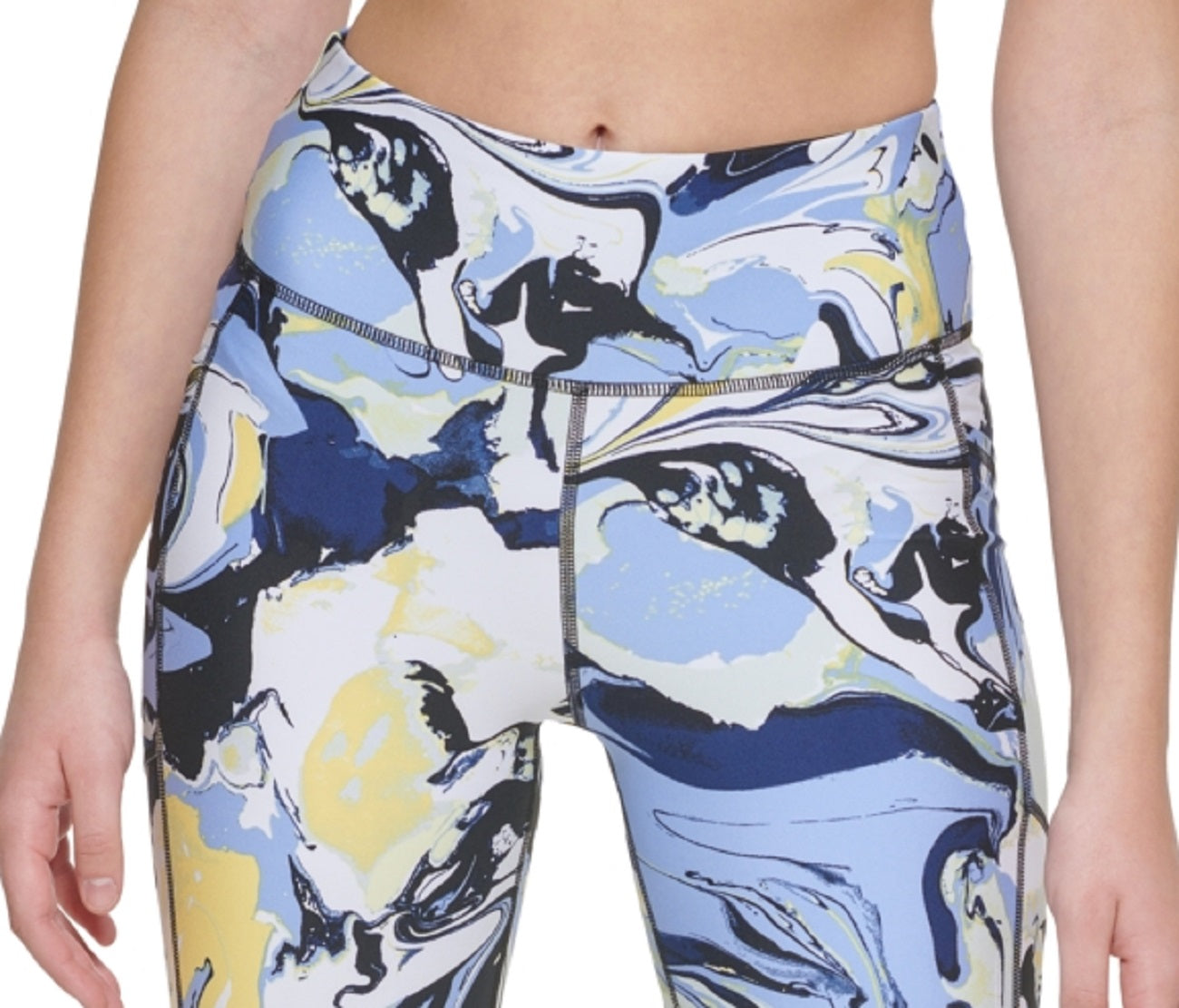 DKNY Women's Printed High Waist 9 Bike Shorts Blue Size Small