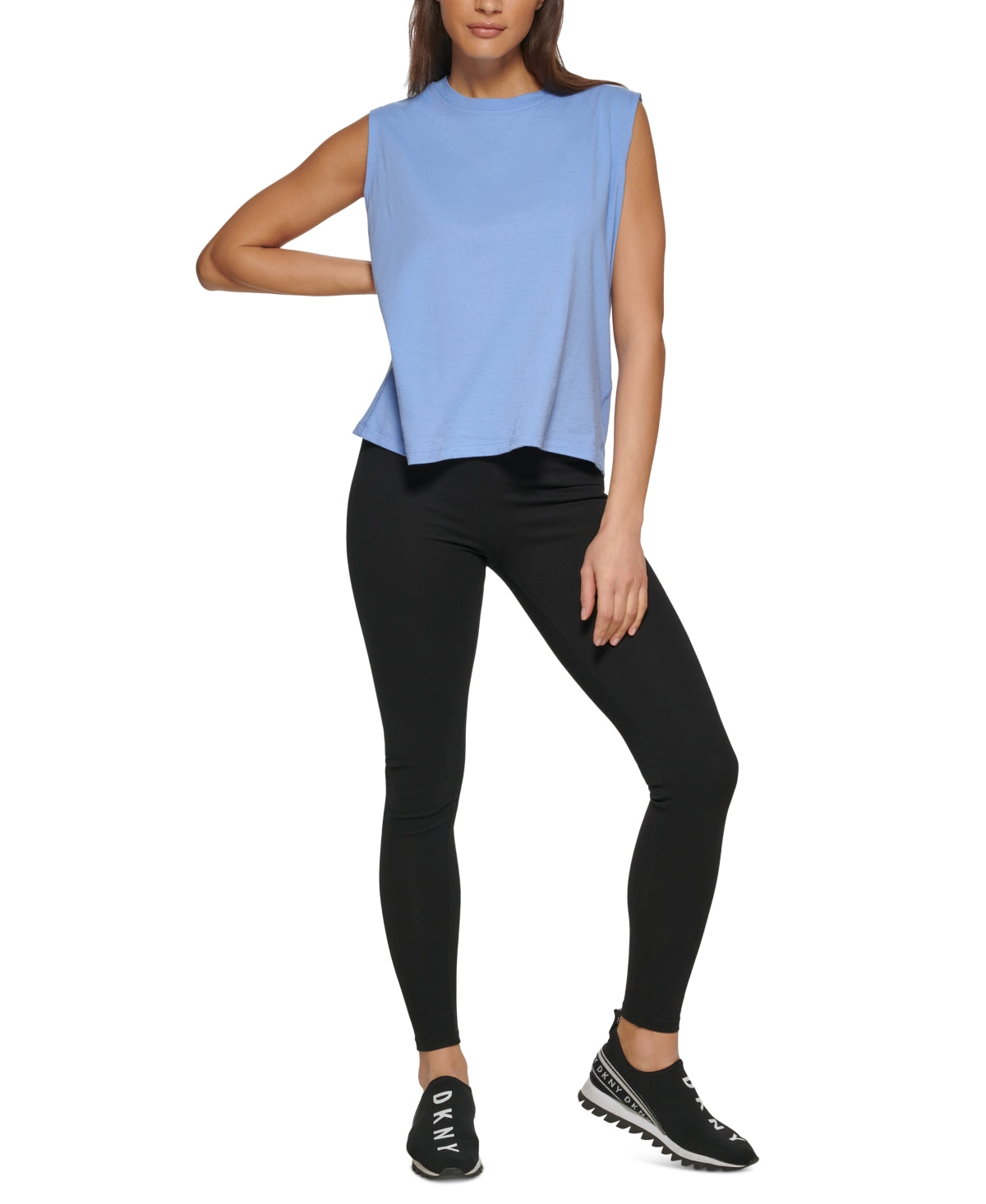 DKNY महिलाओं का कॉटन मसल टैंक टॉप नीला मीडियम साइज़