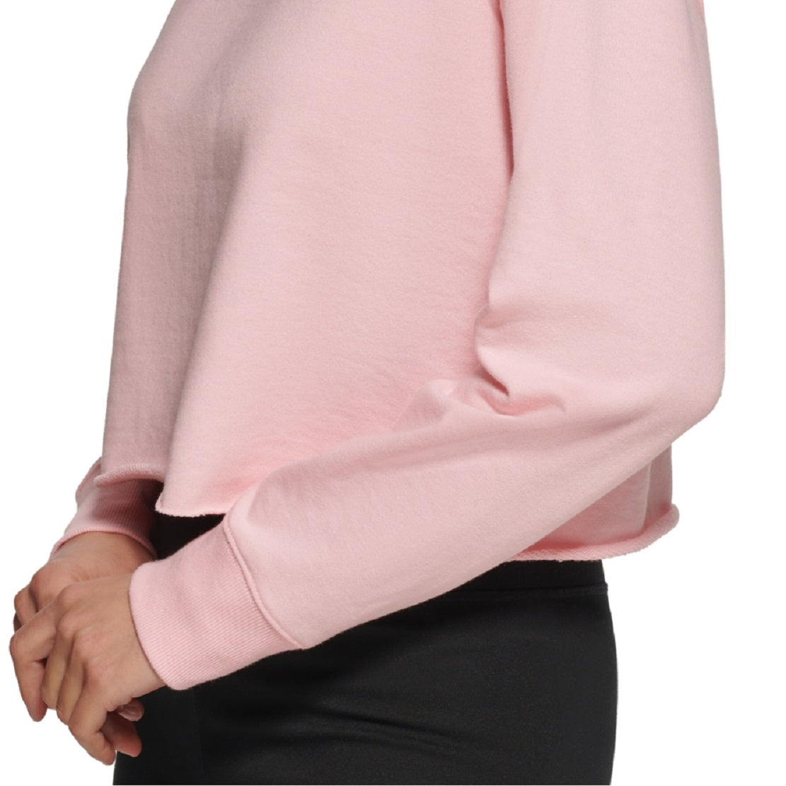 DKNY Women's Metallic Logo Cropped Sweatshirt Pink Size Large